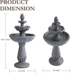 3 Tiered Outdoor Waterfall Fountains, Pineapple Top Water Fountain, Floor Garden Waterfalls Outside, Modern Cascading Flow Fountain for Garden, Yard, Patio, Home Decor