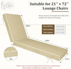 Chaise Lounge Cushions Outdoor Furniture 72 x 21 Inch Olefin Patio Lounge Chair Cushions 4'' Thick Waterproof Outdoor Chaise Cushion Weather Resistant Pool Lounger Cushion (Beige)