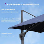 PURPLE LEAF 10' X 13' Cantilever Umbrella with Base - Large Rectangle Deck Umbrella for Garden, Backyard, Pool