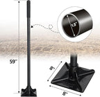 Tamper Tool Heavy Duty, 8x8 Inch Hand Steel Tamper Tool with 59 Inch Handle, Garden Ground Tamper for Leveling Soil, Gravel, Asphalt, Driveway