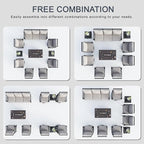 10 Pieces Outdoor Patio Conversation Sets with All Weather Cushions, Metal 3-Seater, 4 Swivel Rockers, 2 Single Chairs, 2 Side Tables, 1 Fire Pit Table for Backyard Deck Porch Poolside, Beige