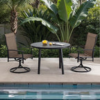 Patio Swivel Chairs Set of 2, Outdoor Swivel Chairs with Armrest, High Back Patio Chair with Metal Frame, All-Weather Outdoor Dining Chair for Deck, Porch and Lawn, Mocha