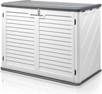 VINGLI Outdoor Storage Shed, Resin Storage Cabinet with Lockable Design, Weatherproof Tool Shed with HDPE Material, Resin Deck Box for Garden Tools, Pool Equipment, Garbage Cans, White (31.5 Cu.ft)