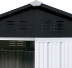 6 x 4 FT Metal Outdoor Storage Shed & Double Hinged Large Door - Heavy-Duty Shed with Floor, Lockable & Ventilation - Rainproof Windproof Large Utility Garden Shed for Backyard Patio Lawn - White