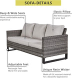 HUMMUH 5 Piece Outdoor Furniture Set with Fire Pit Table 41in 55,000 BTU,Wicker Outdoor Conversation Sets -Patio Chairs Set of 2 Patio Sofa for Porch,Garden,Backyard