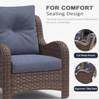 LayinSun 3 Pieces Outdoor Patio Furniture Set, Rattan Wicker Chairs Sets with Armchairs and Coffee Table
