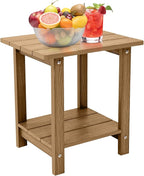 Outdoor Side Table, Weather Resistant Double Small Adirondack Side Table, Outdoor Indoor End Table for Adirondack Chair, 17" Patio Table for Pool, Deck and Porch, Brown