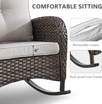 HUMMUH 5-Piece Outdoor Patio Furniture PE Wicker Patio Conversation Set,All-Weather Outdoor Rocking Chairs with Patio Couch Tables for Backyard,Poolside,Deck