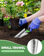 Garden Tools Set, 3 in 1 Heavy Duty Garden Tools Kit, Stainless Steel Ergonomic Gardening Hand Tool, Gardening Supplies Gift for Women, Kid, Organizer, Father's Day