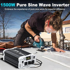 1500 watt Pure sine Wave Inverter, 12V DC to 110V AC Power Inverter, Used for Solar Emergency Power Supply in RV Homes, with 3 AC Output sockets, USB Port, Type-C Port, Remote Control with LCD Screen