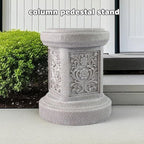 Classic Statuary Stand Outdoor Pedestal Sculpture Decor Plinth Base Riser, Garden or Home Resin Statuary Pedestal, 12.6" Tall, 7.1 Pounds, (Round)