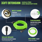 Professional Pressure Cleaner, 5000PSI Power Cleaner with Foam Cannon,4 Nozzles,33FT Hose and Soap Bottle, Car/Driveway/Patio Clean,Green