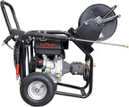 Canpump 2-in-1 Gas Pressure Washer & Sewer Jetter – 3400 PSI, 5.7 GPM, 420cc Loncin Engine – Triplex Pump w/Extended Bypass Unloader – 100 ft Hose Reel, Foot Valve, Spray Gun, Wand, Hose, Nozzles
