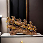 13.7 Inch Chinese Feng Shui Running Horses Statue Sculpture Frgurines Good Lucky Gift for FengShui Lover Desktop Display Decorative Decoration