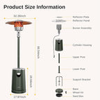 EAST OAK 50,000 BTU Patio Heater with Sand Box, Table Design, Double-Layer Stainless Steel Burner, Wheels, Triple Protection System, Outdoor Heater for Home and Residential, Rain Forest