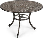 Kinger Home Harmon 41-inch Patio Dining Table, Round Outdoor Table, Outdoor Dining Table, Aluminum Patio Furniture, Outdoor Dining Set, Woven Design, Rust Resistant