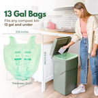 Compost Bags for Countertop Bin -Compostable Trash Bags made of Cornstarch - Leakproof & Tear Resistant Biodegradable Trash Bags - OK Compost Home & Seedlings Certified (13 Gallon, 100 Count)