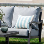 Decorative Patio Throw Pillows Pack of 2 Water Resistant Pillow Set of 2(18" x 12") Double Printed Rectangle Pillow for Outdoor Sofa&Chair,Light Blue Stripes
