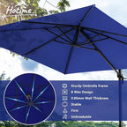 Hotime 10ft Patio Umbrella Outdoor Patio Height adjustable and Windproof, Heavy Duty Aluminum Square Offset Patio Umbrella Cantilever Pool Umbrella with 360°Rotation for Garden Deck Pool, Dark Blue