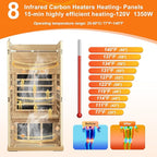 Far Infrared Sauna 1 Person, Infrared Sauna for Home, Low EMF 1350W/120V Infrared Indoor Saunas with Smart Display & Bluetooth Speaker, Extendable Clothes Rail, 32.28"x32.28"x66.92"