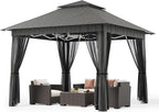 Bealife 11x11 Pop Up Gazebo Tent with Mosquito Netting, Outoor Canopy Tent with 4 Sandbags, 8 Stakes, 4 Ropes, Roller Bag, Pop Up Canopy Tent for Lawn Backyard Garden Deck, Grey