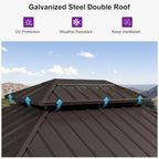 PURPLE LEAF 10’ X 12’ Outdoor Hardtop Gazebo Metal Frame Galvanized Steel Double Roof with Curtains and Nettings for Patio Desk Backyard Bronze
