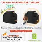 59Inch Heavy Duty Grill Cover for Outdoor Grill Thick Waterproof UV & Fade Resistant BBQ Cover with Adjustable Straps, Suitable for Weber,Black Stone, Charbroil etc, Black