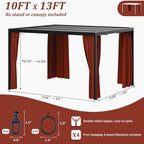 Gazebo Universal Replacement Privacy Curtain,10'×13' Gazebo Outdoor Waterproof Curtains, 4-Panels Sidewall Curtains with Double Zipper for Patio Canopy, Garden and Backyard (Curtain Only)