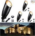 Black 12V Landscape Spotlight, LED Low Voltage Outdoor Light, Aluminum Uplight for Plant Fence Sign Outside Decoration with 5W MR16 Bulb 2700K 4 Pack