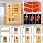 Infrared Sauna 2 Person, Ultra Low EMF Infrared Sauna (0-5mg), Far Infrared Saunas for Home, Canadian Hemlock Wood Indoor Sauna with Bluetooth Speakers, Reading Lamps, Chromotherapy Lights