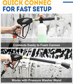 TOOLCY Pressure Washer Gun, Short Power Washer Gun, Commercial 5000 PSI / 10.5 GPM, Sturdy Design for Gas Power Washer, with 3/8" Swivel Plug & M22-14mm Male Fitting