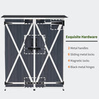 MCombo Outdoor Storage Cabinet with Shelves, Wood Garden Shed with Floor, Outside Tool Shed with 2 Lockable Doors for Backyard Patio Lawn, 1400 (Gray)