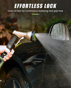 RAINPOINT Garden Hose Nozzle, Hose Sprayer Nozzle with 9 Spray Patterns, High Pressure Water Hose Nozzle Heavy Duty Metal Hand Sprayer, Watering Plants and Lawn, Car Washing, Pet Showering,Green