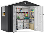 8x6 FT Outdoor Storage Shed, Metal Shed with 1 Window & Lockable Door, Heavy Duty Tool Sheds, Outside Waterproof Storage Building