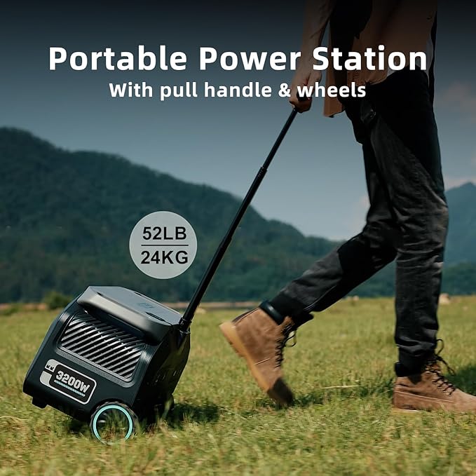 IEE P3200 3200W Solar Generator with 500W Panel, 2048Wh Solar Power Station, 1800W Fast Charging, Smart APP Control Emergency Power Station for Home, Camping, RVs, Outdoor Battery Backup