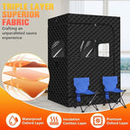 Upgraded Portable Steam Sauna, Portable Sauna Box for Home, Home Sauna Tent Full Body, 1200W 3L Steam Generator, 99 Minute Timer, Folding Chair, Remote Control Included(Black)