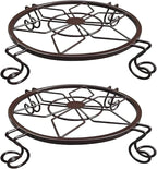 Flower Pot Stand Heavy Duty 2 Pack Planter Holder Indoor Outdoor Home & Garden Decor(Champagne)