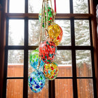 6pcs Decorative Hanging Christmas Balls Ornaments Gazing Ball, Hand Blown Xmas Glass Ball for Holiday Outdoor Garden Décor