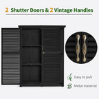 MCombo Outdoor Storage Cabinet, Wooden Storage Shed with Latch, Outside Garden Tool Shed with 2 Doors for Patio Yard Lawn, 1900 (Black, Large)