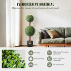 VEVOR Artificial Boxwood Topiary Tree, 36 inch Tall (2 Pieces), Double Ball Faux Topiary Trees, Faux Plant w/Extra Leaves & Pot & Small Decoration, UV Rated Set for Home Decor Indoor/Outdoor