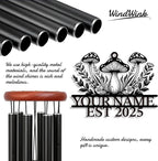 Personalized Customize Name Fantasy Mushroom Wonderland Wind Chime, Metal Iron 37 Inch Outdoor Memorial Gift for Garden Yard Patio Home Decor, Black (Style A)
