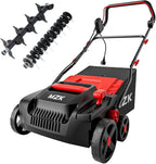 MZK 15-inch 2-in-1 Electric Dethatcher and Scarifier w/Removeable 5-Position Height Adjustment,Lawn dethatcher w/12-Gallon Thatch Collection Bag,Keep Lawn Health,(DS15A06)