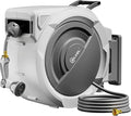 SILVEL Retractable Garden Hose Reel – 5/8 in x 110FT Heavy Duty Automatic Hose Reel Wall Mounted, Upgraded UV Resistant with 10 Pattern Nozzle, Any Length Lock & Slow Return System, 180°Swivel Bracket