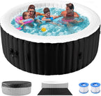 Inflatable Hot Tub, 2-4 Person Round Blow Up Portable Hot Tub, Leak-Proof PVC Outdoor Spa with 120 Strong Air Jets, Heater Pump and Insulated Cover, 71” X 71”X 25”