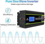 Novopal 1000 Watt Pure Sine Wave Power Inverter 12V DC to 110V/120V AC Converter- 4 AC Outlets Car Inverter with 1 USB Port-16.4 feet Remote Control,Two Cooling Fans and LCD Display Black