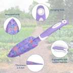 Purple Garden Tool Sets 10-Piece, Aluminum Alloy Steel Hand Tools w/Non-Slip Ergonomic Handle, Floral Print Garden Supplies Organizer Handbag, Cute Gardening Tools Gift for Women Grandmother