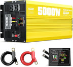 XWJNE 5000W Pure Sine Wave Power Inverter 24V DC to 120V AC Converter with LED Display and Remote Controller for Home, RV, Truck, Off-Grid Solar Power