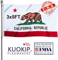 Double Sided Californian State Flag 3x5 Made in USA Outdoor Heavy Duty 3 Ply Nylon Californian Flags with White Starting Tape and 2 Brass Grommets