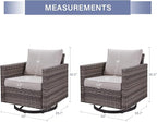 Outdoor Patio Swivel Rocker Chairs - Wicker Patio Swivel Rocking Chairs Set of 2 with Waterproof Wicker,Comfortable Cushions and Sturdy Metal Frame for Outside Porch Deck Backyard(Mixed Grey/Beige)