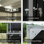6x4ft Outdoor Storage Shed, Galvanized Steel Garden Shed with Sloping Roof, Lockable Double Doors and 16 Air Vents, Utility Tool Storage for Backyard Patio